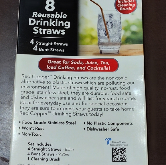 NEW! RED COPPER Reusable Straws (8ct.) - Picture 5 of 5